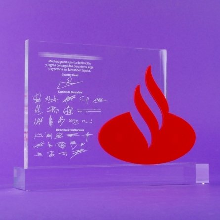 Trofeo de metacrilato BANCO SANTANDER